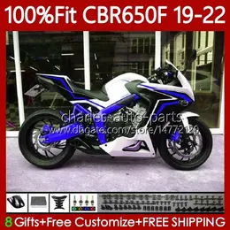 حقن هيكل الجسم لـ Honda CBR-650F White Blue CBR650 F CBR 650F 19-22 Fearings 110no.101 CBR-650 650CC CBR650F 19 20 21 22 CBR 650 CC 2019 2020 2021 2022 OEM BODY