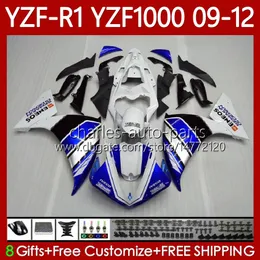 OEM MOTO BODY FOR YAMAHA YZF-R1 YZF1000 YZF 1000 CC R 1 2009-2012 Bodywork 92No.5 1000cc YZF R1 YZFR1 09 10 11 12 YZF-1000 2009 2010 2012 2012 Fairings Kit Blue White Blk