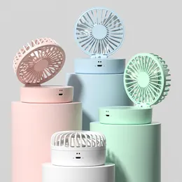 2021 Handhållen USB Uppladdningsbar Spray Folding Fan Sommar Hängande Hals Bärbara Mini Electric Fans 4 Färger