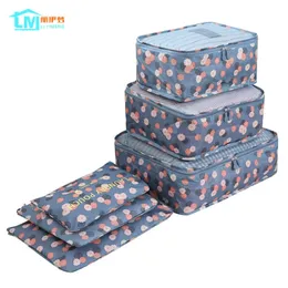 Liyimeng 6PCS / Set Travel Storage Bag Hem Organizer Box för Kläder Tidig Påse Väska Kläder Divider Container Utomhuslådor 211102