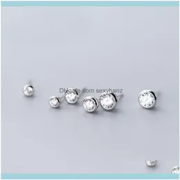 Charm JewelryMlovea Sterling Sier Tiny abbagliante rotondo CZ 4mm 5mm 6mm Orecchini per borchie per donne RAGAZZE BAMBINI 925 Gioielli Dleivery Delivery 2021 SLF45