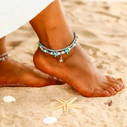 Women's Fashion Cuban Link Anklets Smycken Legering Shell Bohemia Beach Guld Anklet Partihandel Vängåvor