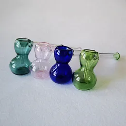 Pyrex Glass Oil Burner Pipes Smoking Pipe Hand Tobacco Tool Accessories Dab Rig Gourd Spoon Shape Colorful Tools Burners Sw81