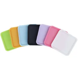 Colorful Square Portable Smoking Plastic Mini Preroll Scroll Roll Cigarette Tray Holder Dry Herb Tobacco Grinder Smoke Plate