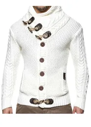 ZOGAA Mäns Slim Pullover Tröja Män Brand Casual Slim Tröjor Tjock Horn Spänne Grov Ull Twist Flower Sweater 210929