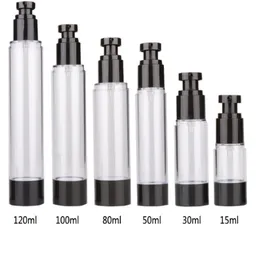 15ml 30ml 50ml Empty Black Airless Pump Dispenser Bottle tube 80ml 100ml 120ml Refillable Lotion Cream Vacuum Spray Bottles