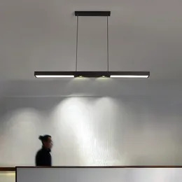 LED Strip Light Office ljuskrona lampor Ett ord Rektangel Geometrisk reception Arbetsområde Restaurang Designer Bar Spotlight