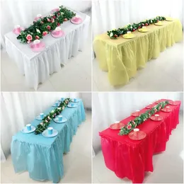 Disposable PEVA ing Rectangle Desk Skirt Kid Birthday Table Cover for Wedding Party Home Decoration