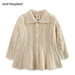 Mudkingdom Fashion Girls Cardigan Sweater Ruffle Button Children Knitted Outerwear Little Girl Clothes Spring Autumn Kids jacket 211201