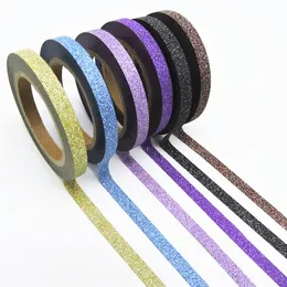 6 st/set glitter washi tejp set olika färger japanska brevpapper scrapbooking dekorativa band självhäftande bandkvalitet