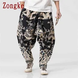 Zongke drake mönster byxor män joggare byxor streetwear sweatpants harem xxxl våren 210715