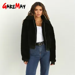 Elegancki Faux Fur Coat Kobiety Jesień Zima Ciepły Miękki Zipper Z Długim Rękawem Kobiet Kurtka Płaszcz Biały Brązowy Puszysty 210428