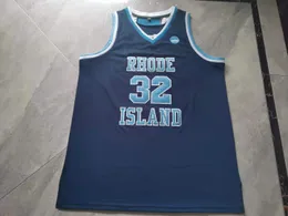 희귀 농구 유니폼 남성 청소년 여성 빈티지 블루 #32 Jared Terrell Rhode Rrams 고등학교 크기 S-5XL 이름 또는 번호