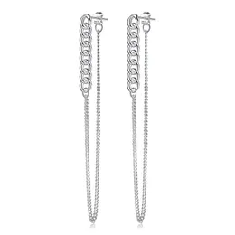 Zemior Prosty styl Drop Kolczyk Dla Kobiet S925 Sterling Silver Long Line Chain Kolczyki Life Show Love Fine Jewelry