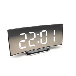 Electronic Alarm Clock Noiseless Design Digital LED Large Display Mirror Power off Memory Function AAA Not Batteries Glow 210804