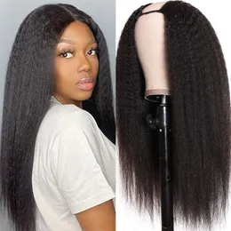 Kinky Straight U Part Wig For Back Women Brazilian Human Hair Machine Made