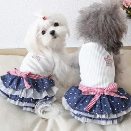 Odzież Dżina Wielowarstwowa Spódnica Lato Puppy Dress Yorkshire Spódnica Schnauzer Pomorski Teddy Bichon Pudel Pet Dog Odzież