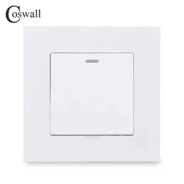 5PC Coswall Prosty styl PC 1 Gang 1 Way On / Off Light Switch Wall Rocker Switch White Black Gray Gold Color AC 90-250v 16a W220314