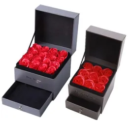 Artificial Rose Present Wrap Romantic Valentine's Day Wedding Mother's Festival Creative High Grade Soap Flower Smycken Box Set