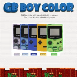 4st/Lot GB Boy Color Color Handheld Game Player 2.7 "Portable Classic Console Consoles With Backbelly 66 Inbyggda spelspelare