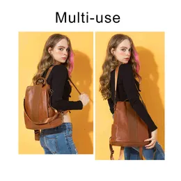 HERALD FASHION Zaino da donna anti-ladro in pelle di qualità Borsa da scuola per palline per capelli di grande capacità per ragazze adolescenti Borse da viaggio maschili K726