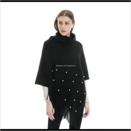 Hats, Scarves & Gloves Fashion Aessories Drop Delivery 2021 Women Pearl Tassel Turtleneck Pullovers Shawl Scarf Cashmere Warm High Collar Sol