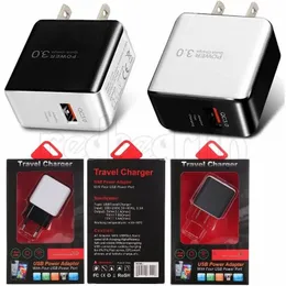 QC 3.0 Fast Wall Charger USB Quick Chargers US EU Plug -adapter för iPhone 12 13 14 Pro Samsung S10 S9 Xiaomi Power Plug