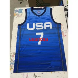 Erkekler 2021 ABD Basketbol No.7 Kevin Durant Blue White Basketbol Forması S-XXL