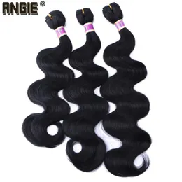 Human Ponytails Body Wave Hårbuntar Curly Weave Syntetisk Weft 16 18 20 inches 3 Svart produkt