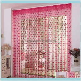 Drapes Deco El Supplies & Garden100X200Cm Rod Pocket Heart Romantic Decorative Tulle Door Window Curtain Room Home Deco1 Drop Delivery 2021