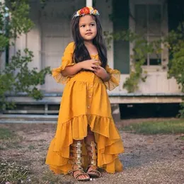 Kid Baby Girl Boho Beach Dress Half Sleeve Party Princess Ruffle Letnia sukienka Q0716