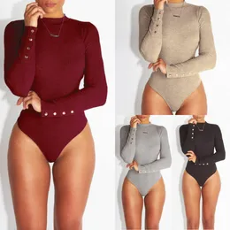 Women Sexy Skinny Jumpsuit Long Sleeves Elastic Slim Fit High Waist Bodysuit for Female Jumpsuit Rompers