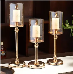 Luxuriöse Metallglas-Kerzenständer für Kerzen, Heimdekoration für Hochzeit/Weihnachten, neue Ankunftsgeschenke