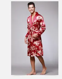 Męska odzież snu Wino Red Home Service Boshobe Spring and Autumn Long Rleeve piżama pijama szat Casual Sexy Accappatoio Uomo