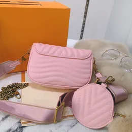 Multi Pochette Shoulder Bag Set, Quilted Leather Crossbody With