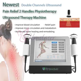 Tragbares Ultraschall-Therapiegerät mit 2 Handstücken, Gesundheitsphysiotherapie, medizinische Verwendung, hochintensive, fokussierte Ultraschallwellen zur Schmerzlinderung