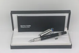 Classi Fountain pen with Blue Crystal head cover lattice Stainless steel Silver/Grey Trim
