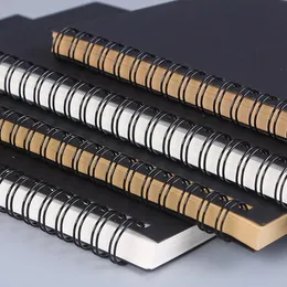 Notepads 1 Kitap Retro Spiral Bobin Kraft Kağıt Dizüstü Sketchbook Boyama Günlüğü Çizim Graffiti Ofis Okul Kırtasiye