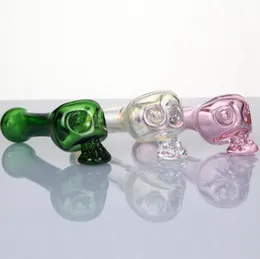 Senaste Färgglada Bone Skull Art Decoration Pipes Pyrex Tjockt glas Rökning Tube Handpipe Portable Handgjorda Dry Herb Tobak Olje Rigar Filter Bong Cigarette Holder DHL