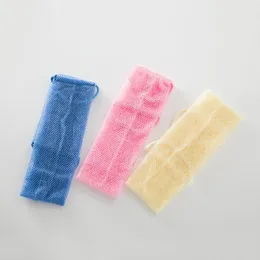 Dubbelhandtag dra badhandduk bälte nylon vävt ren färg tillbaka gnugga svamp banded blomma hushåll dusch slitstarkt instock