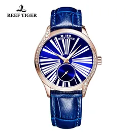 Armbandsur Rev tiger/rt ultratunna damer lyxklocka Blue Dial Mechanical Gifts Clock Relogio Feminino RGA1561