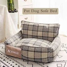 Pet Dog Łóżko Ciepłe Zdejmowane Miękkie Pet Łóżko dla psów Zmywalny Dom Sofa Maty śpi łóżka i domy Małe średnie Big Dog Bed 210915