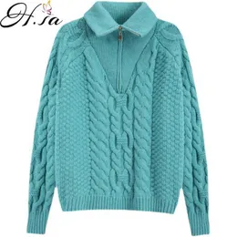 Hsa Turtleneck Women'sKorean Style Short Turtleneck Half Zipper Cable-Knit Sweater Sweet Cool Idle Style Thickened Base 210716