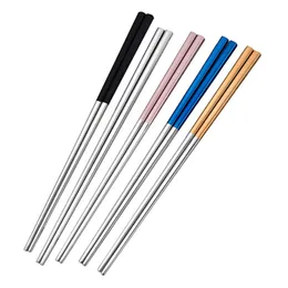 Rostfritt stål Chopsticks Metal Chop Sticks Bordsveckor Silver Gold Multicolor Porslin Wedding Party Festival Supplies