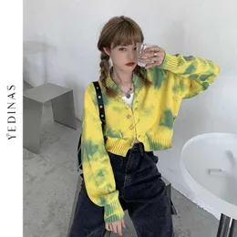 Cropped Cardigan Women Short Sweater Avocado Ladies Knitted Cardigans Casual Crop Top Vintage Chic Fashion Streetwear Sexy 210527