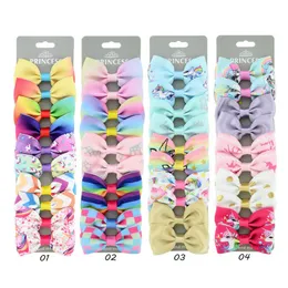 10pcs/set Cute Bow Hair Clips for Girls Rainbow Hair Pins Baby Bowknot Barrettes Printed Hairclip Kids Accessory Gift