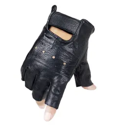 Männer rutschfeste Leder Schafe Moto Fingerlose Handschuhe Halbfinger Hohe Qualität Luvas Fahren Training Fitness Guantes 211214