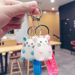 2021 Moda Cartoon Cute Little Mouse Blue Chain Kreatywny Mężczyźni i Kobiety Torba Upuszczenie Brelok Wisiorek Key Ring G1019