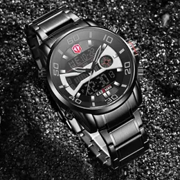 Wristwatches Men Sports Quartz Waterproof Luminous Wristwatch Army Military Full Steel LCD Digital Mens Dual Dispay Clock Horloges Mannen