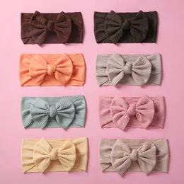 New Fashion Solid Knot Bow Headband Baby Ribbed Head wraps Girls Cotton Bows Turban for Children Girls Stretchy Hair Accessories